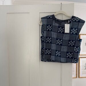 Julia Amory slim top Women's Navy Blue Patterned Sleeveless Top